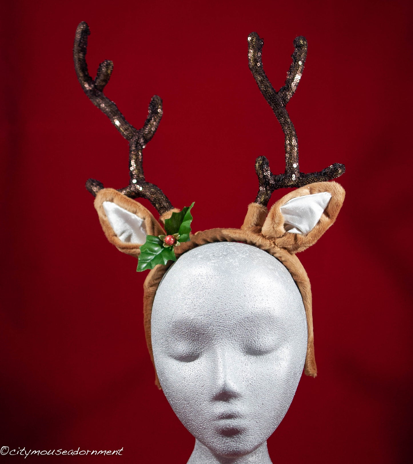 Deluxe Reindeer Antlers in Brown Baby Sequin