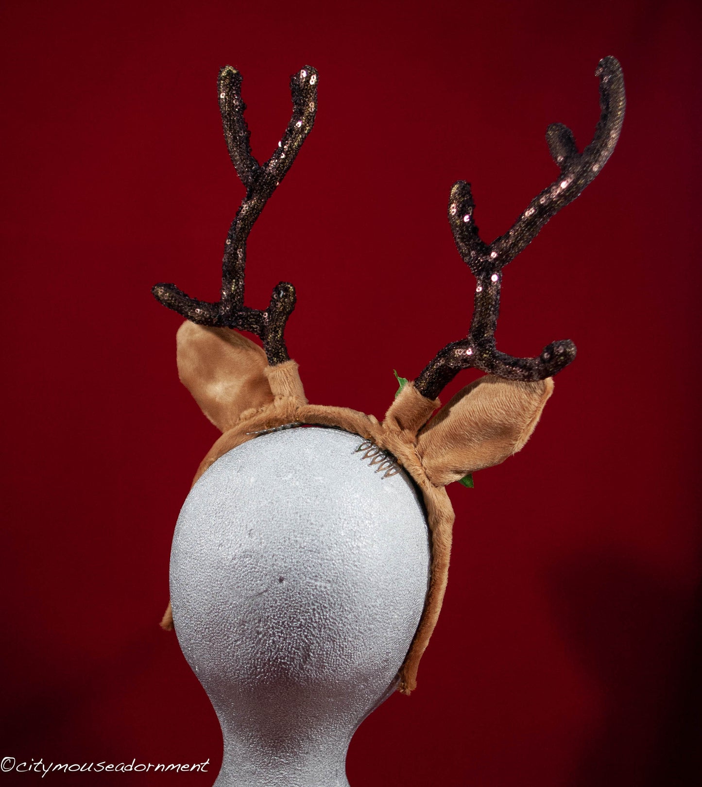 Deluxe Reindeer Antlers in Brown Baby Sequin