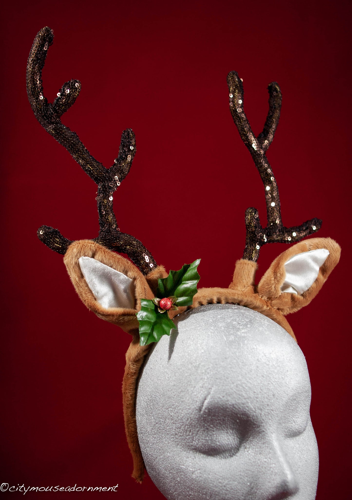 Deluxe Reindeer Antlers in Brown Baby Sequin