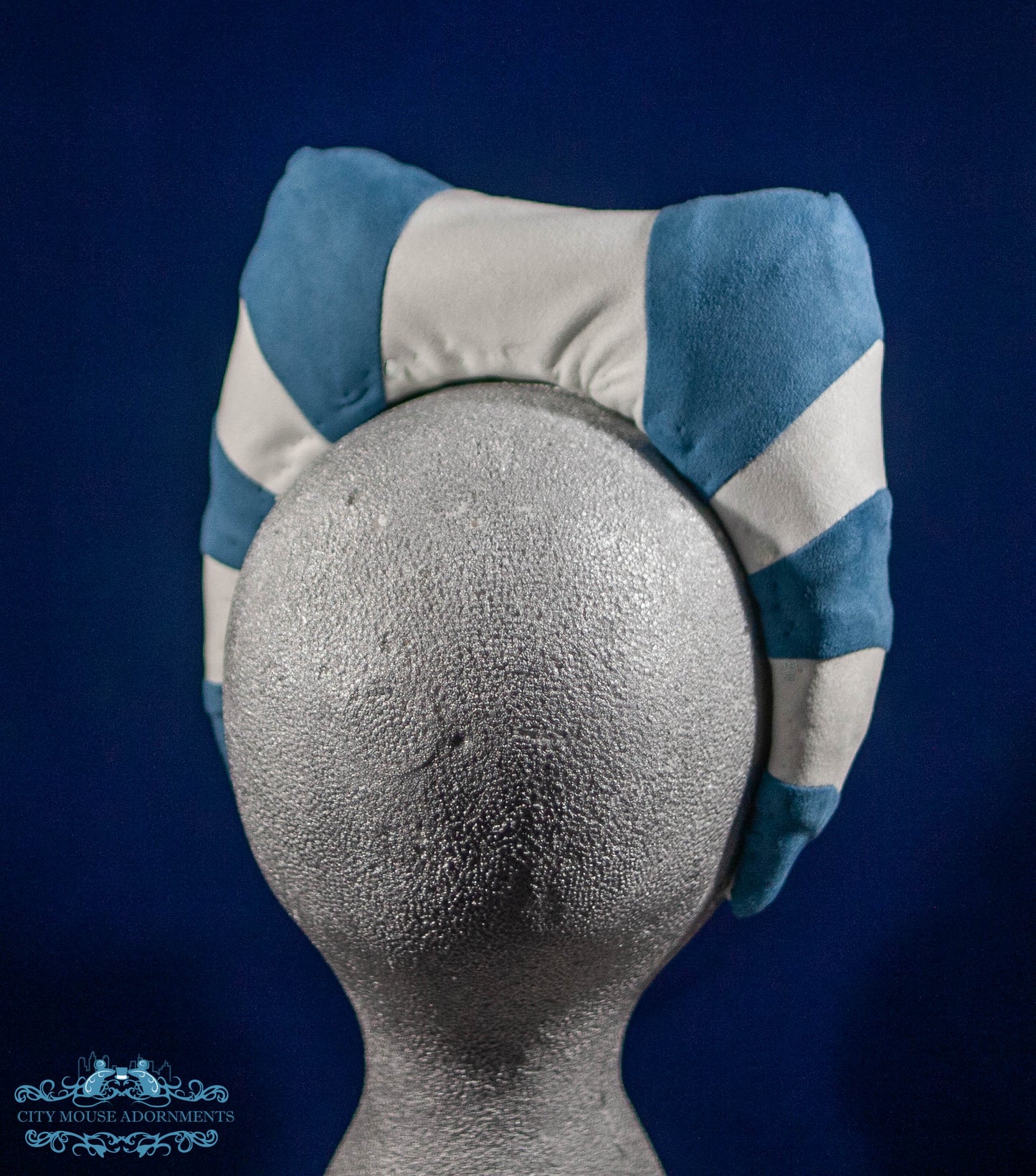 Young Warrior Blue and White Faux Suede Headband