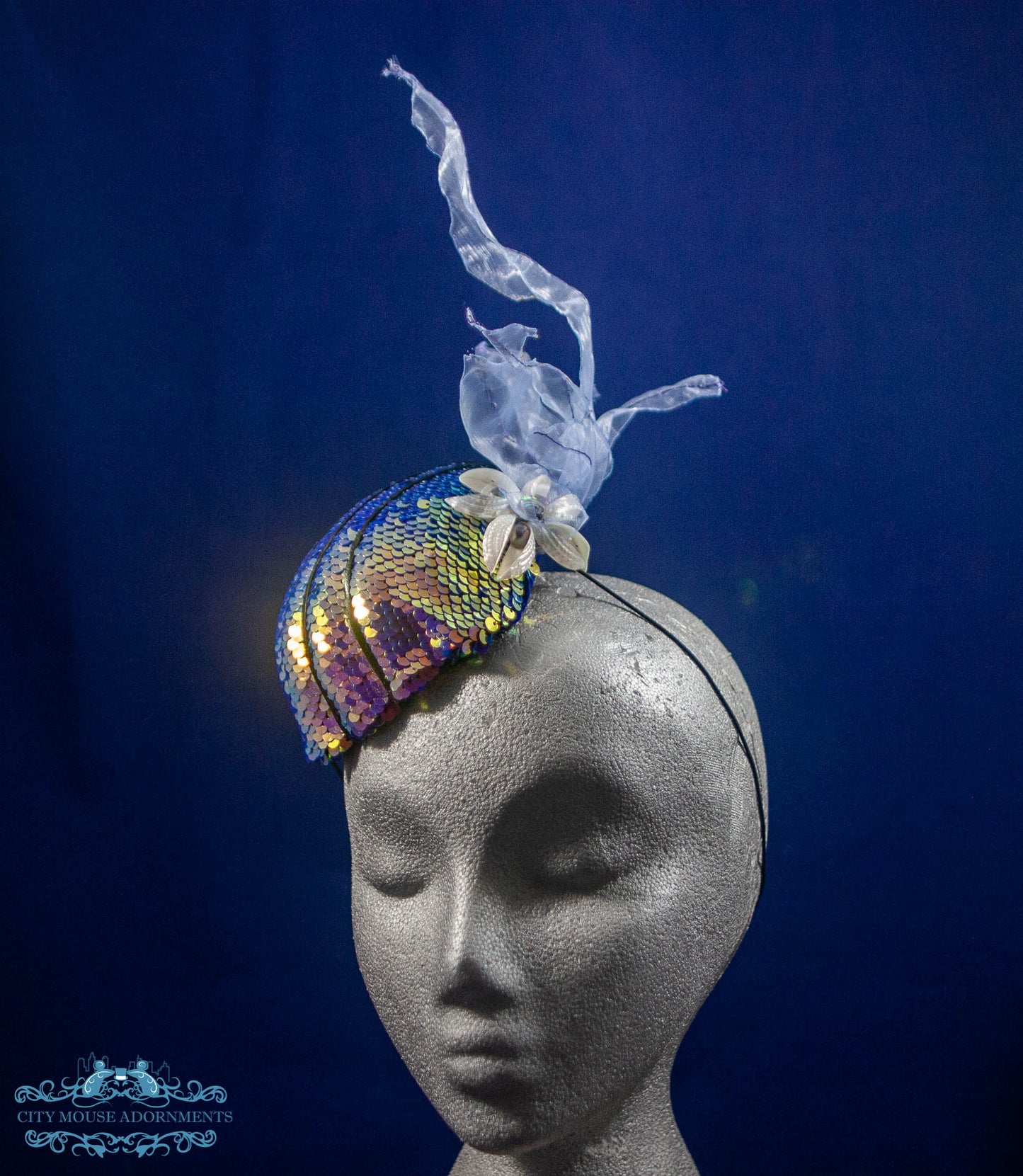 Mermaid-Love Seashell Fascinator with Fantasy Kelp