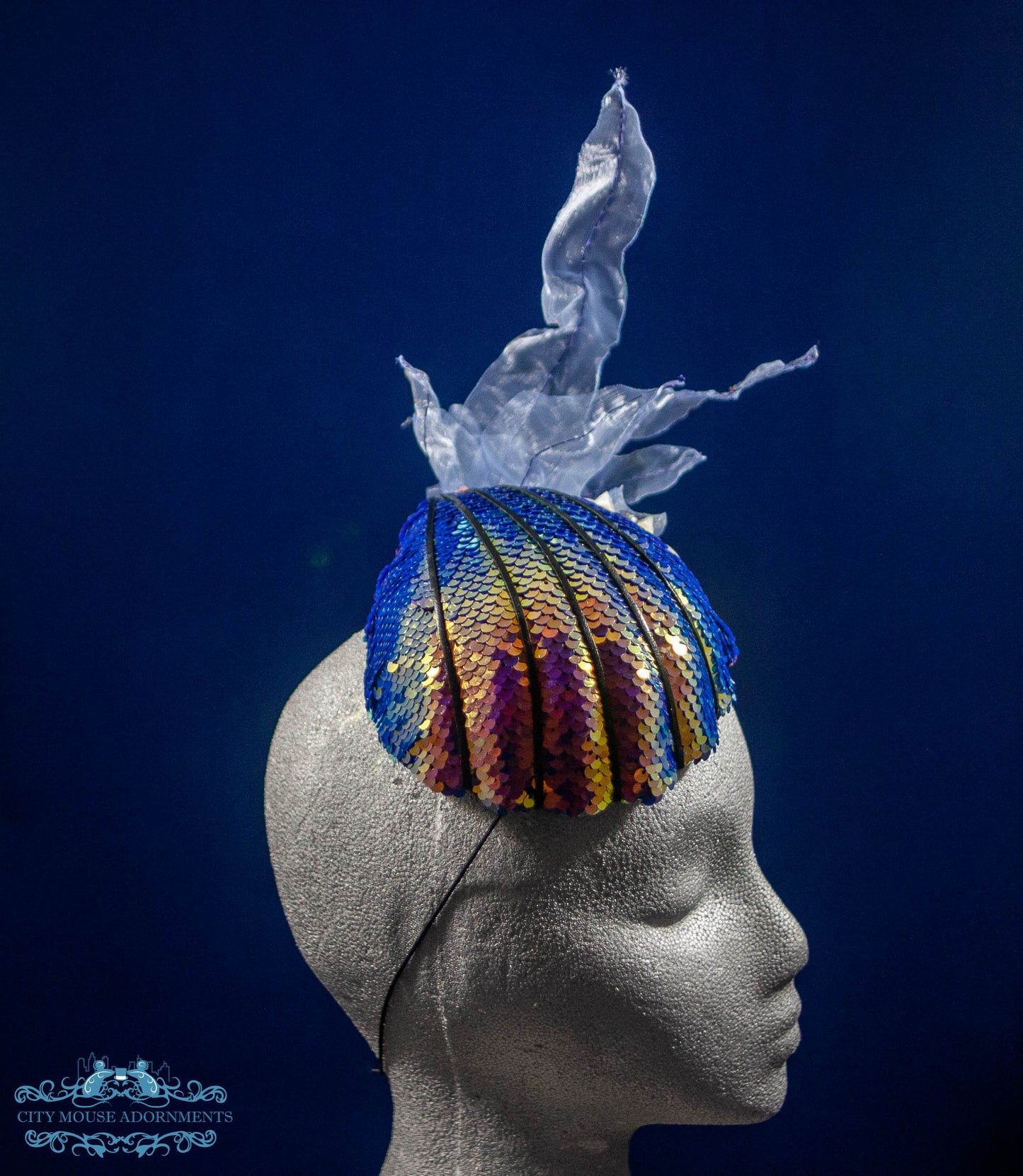 Mermaid-Love Seashell Fascinator with Fantasy Kelp