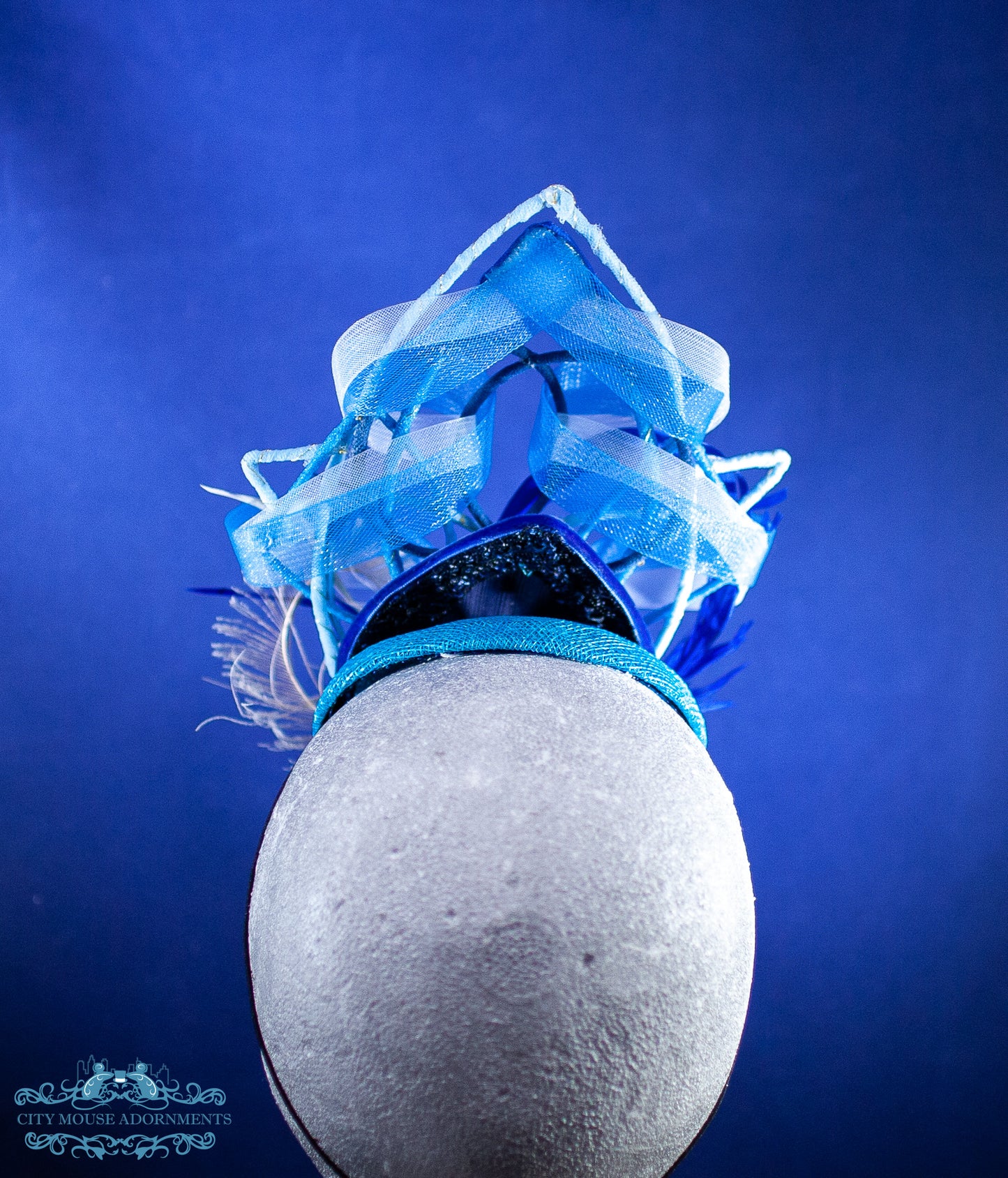 Modern Wire Frame Teardrop Hat in Sky, Cerulean and Navy