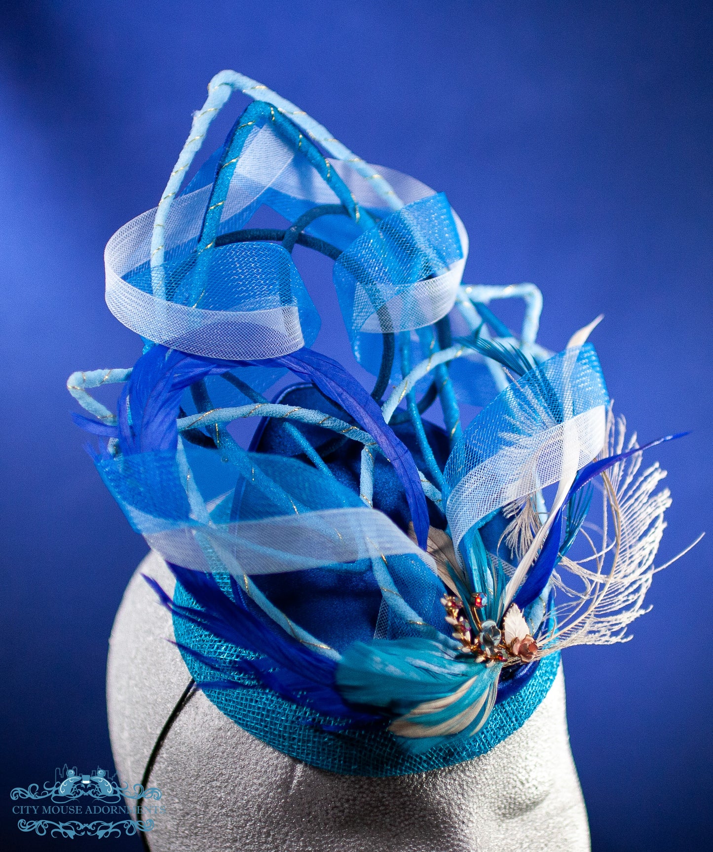 Modern Wire Frame Teardrop Hat in Sky, Cerulean and Navy